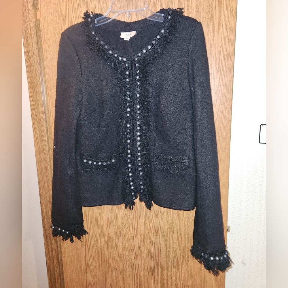 💓 3/$15 ECI New York Size Medium Black Jacket - Picture 2 of 12